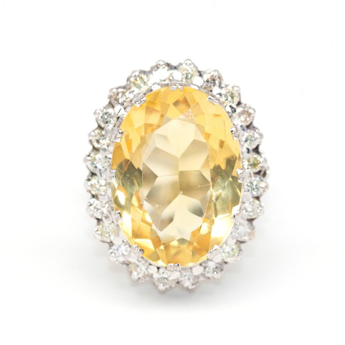 Bague Marguerite en or blanc, diamants et topaze - Castafiore