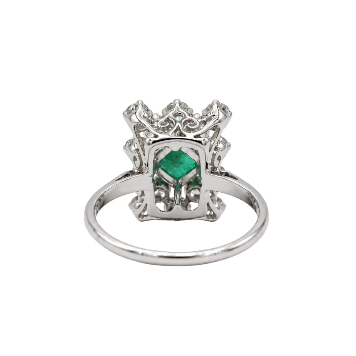 Bague Marguerite en or blanc, émeraude et diamants - Castafiore