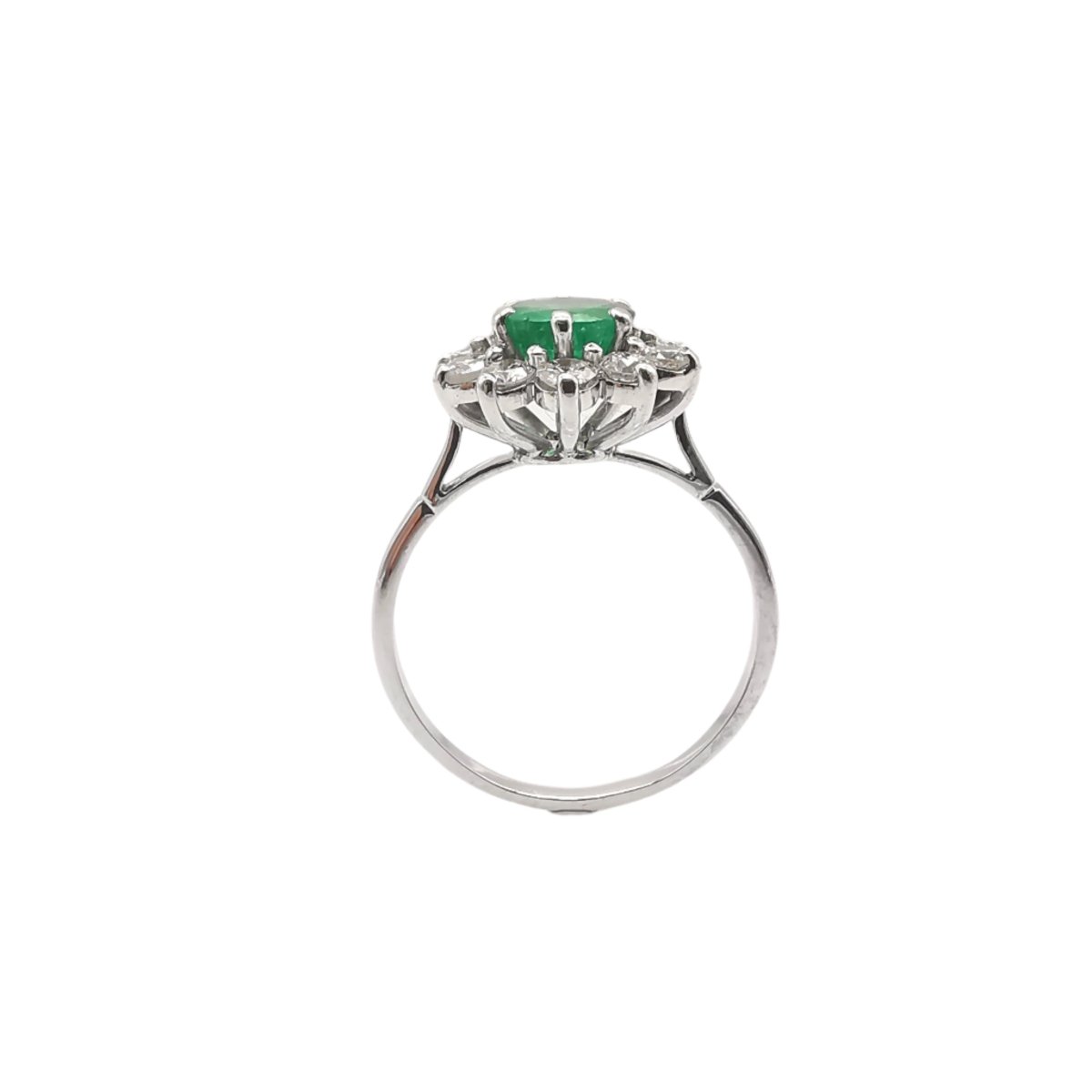 Bague Marguerite en or blanc, émeraude et diamants - Castafiore