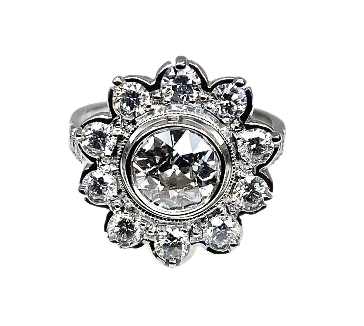 Bague marguerite en or blanc et diamant - Castafiore