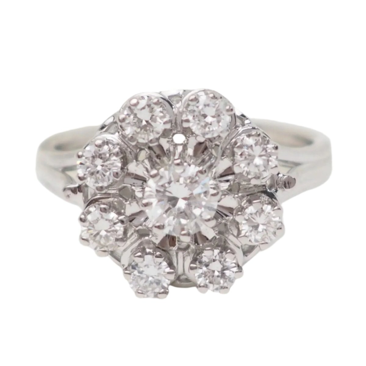 Bague marguerite en or blanc et diamants - Castafiore