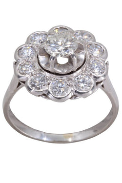 Bague marguerite en or blanc et diamants - Castafiore