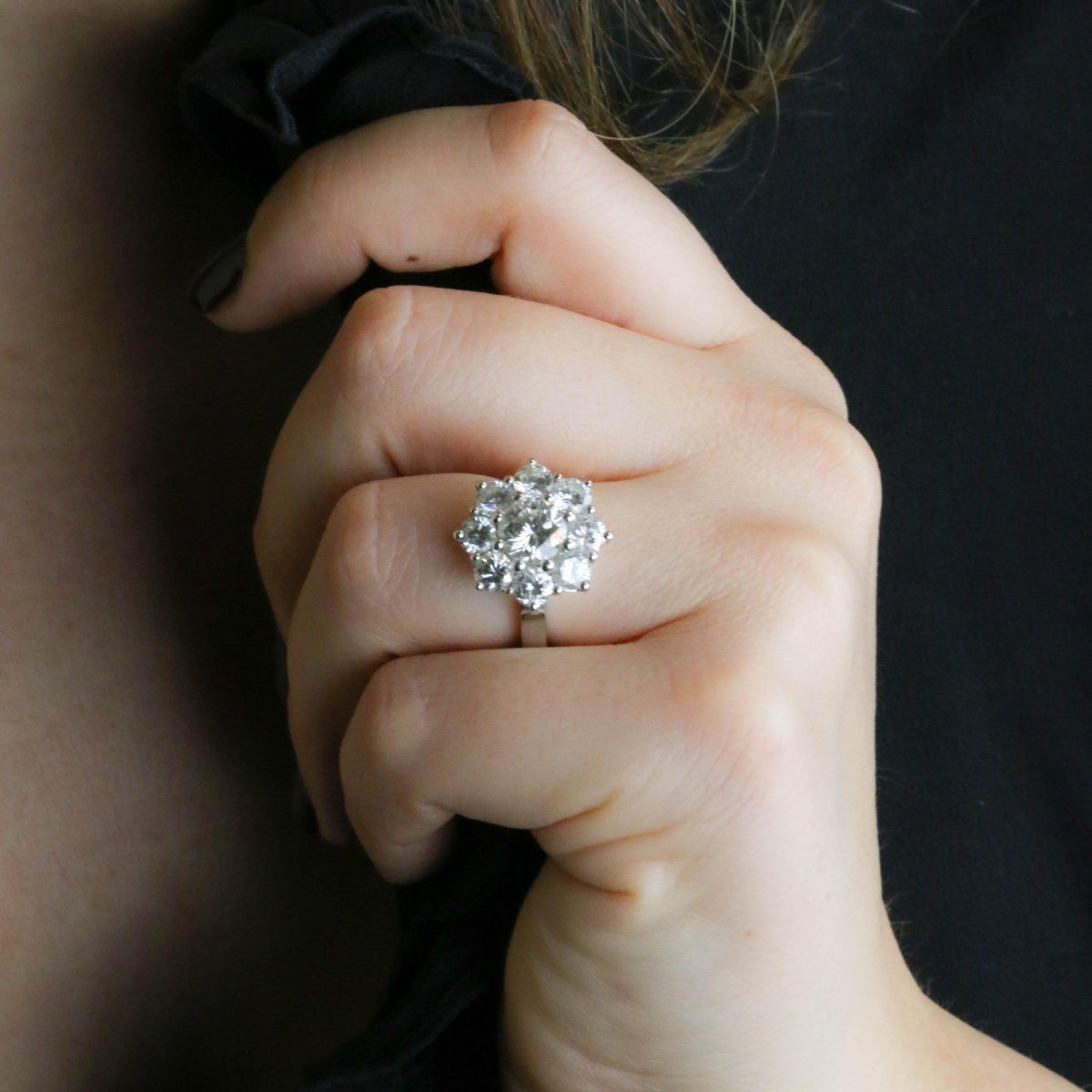 Bague Marguerite en or blanc et diamants - Castafiore