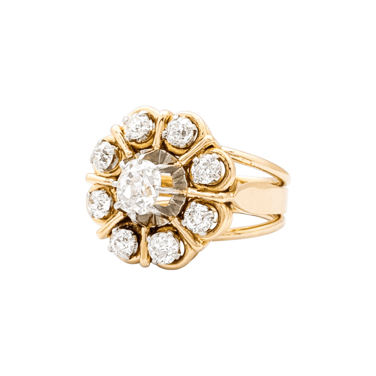 Bague Marguerite en or blanc et or jaune et diamants - Castafiore