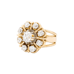 Bague Marguerite en or blanc et or jaune et diamants - Castafiore