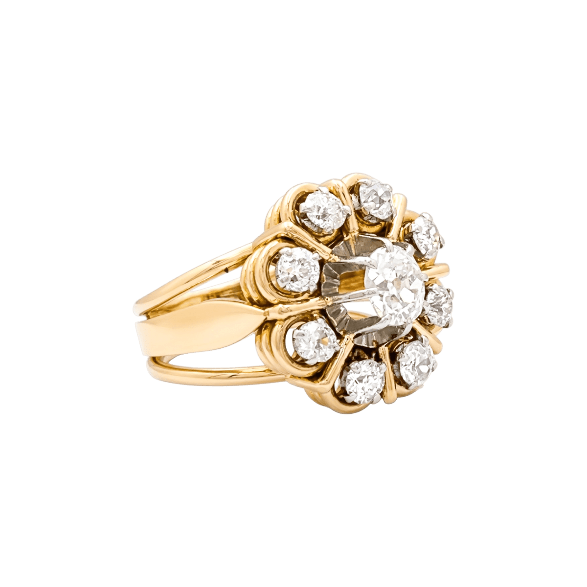 Bague Marguerite en or blanc et or jaune et diamants - Castafiore