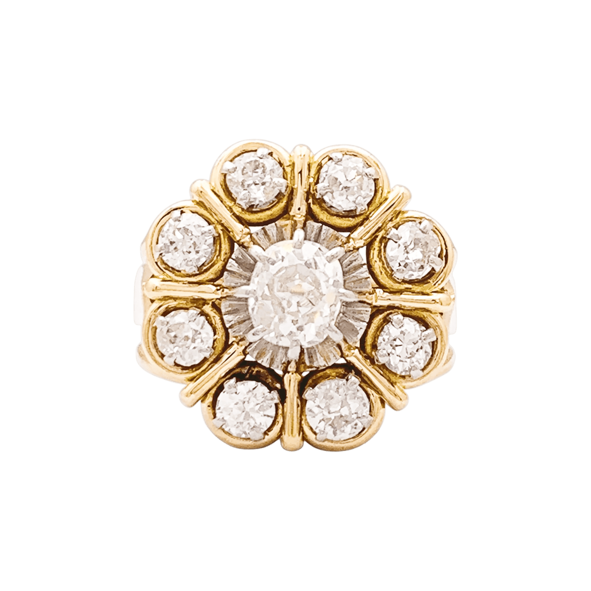 Bague Marguerite en or blanc et or jaune et diamants - Castafiore