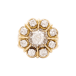 Bague Marguerite en or blanc et or jaune et diamants - Castafiore