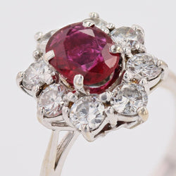 Bague marguerite en or blanc et rubis - Castafiore