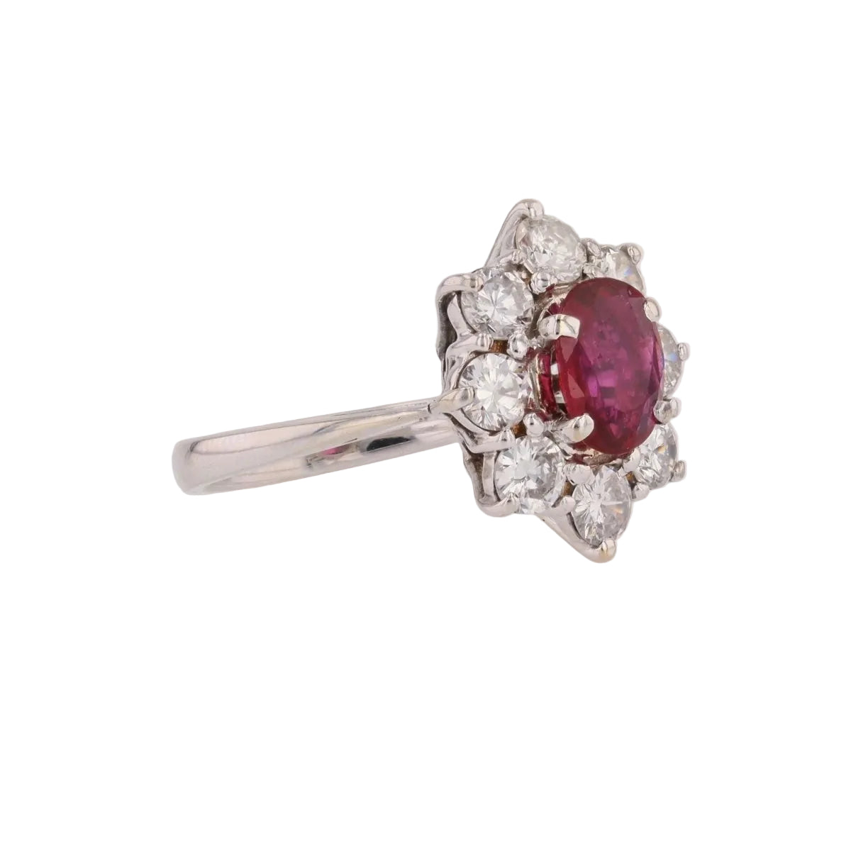 Bague marguerite en or blanc et rubis - Castafiore