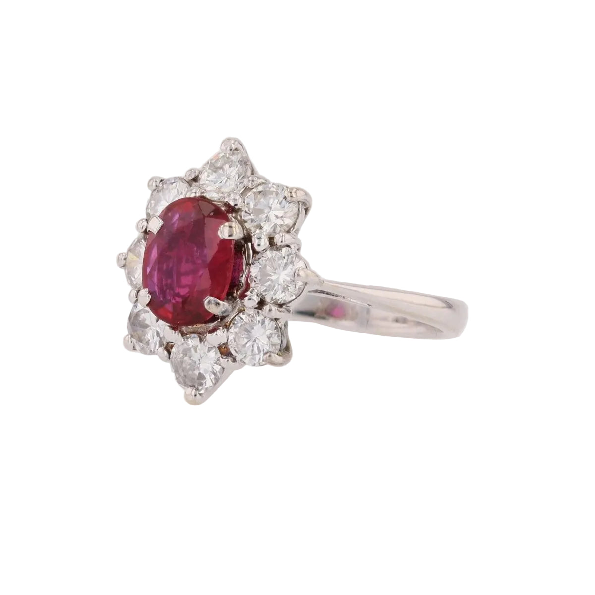 Bague marguerite en or blanc et rubis - Castafiore