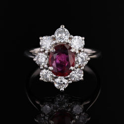 Bague marguerite en or blanc et rubis - Castafiore