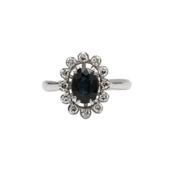 Bague marguerite en or blanc et saphir - Castafiore