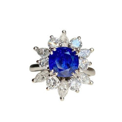 Bague Marguerite en or blanc et saphir - Castafiore