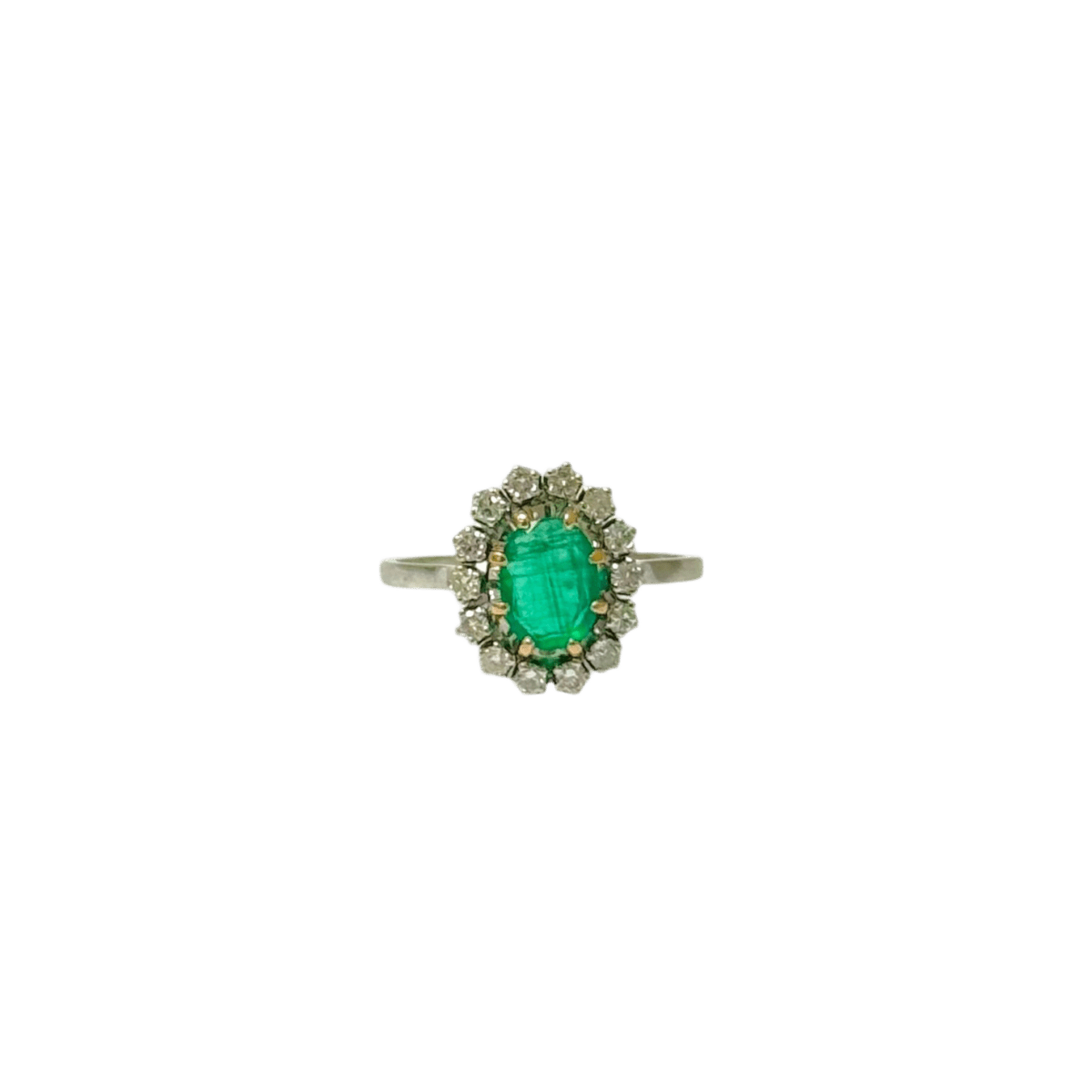 Bague Marguerite en or blanc, or jaune, émeraude et diamants - Castafiore