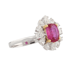 Bague Marguerite en or blanc, or jaune, saphir et diamants - Castafiore