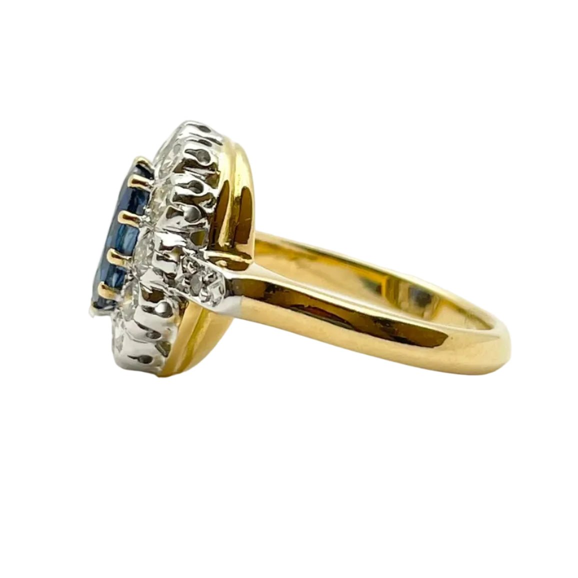 Bague Marguerite en or blanc, or jaune, saphir et diamants - Castafiore