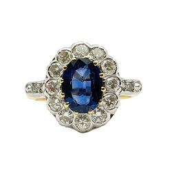 Bague Marguerite en or blanc, or jaune, saphir et diamants - Castafiore