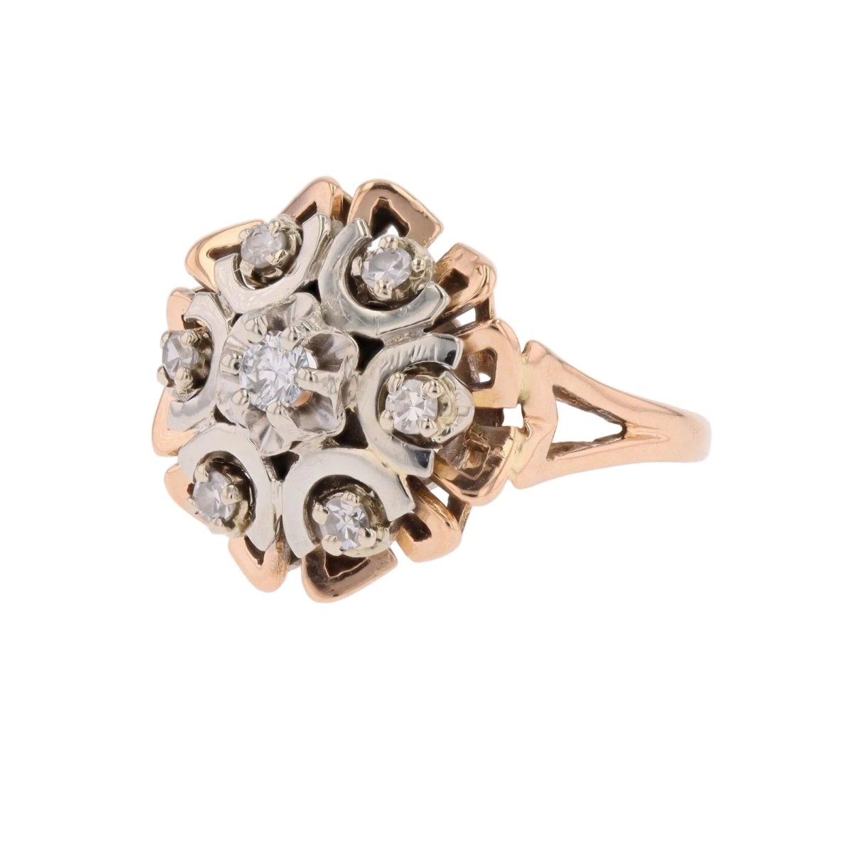 Bague Marguerite en or blanc, or rose et diamants - Castafiore