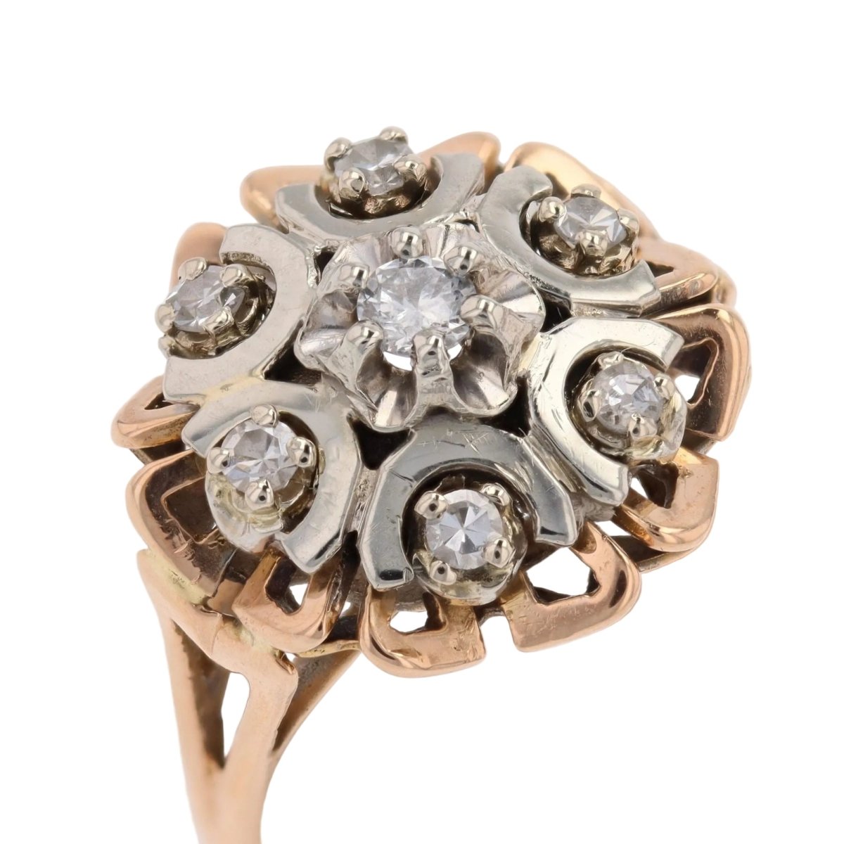 Bague Marguerite en or blanc, or rose et diamants - Castafiore