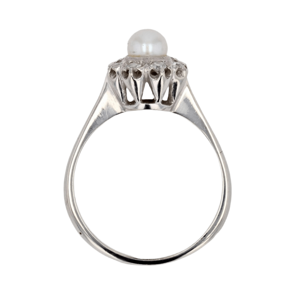 Bague Marguerite en or blanc, perle et diamants - Castafiore