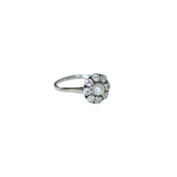 Bague Marguerite en or blanc, perle, et diamants - Castafiore