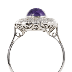 Bague Marguerite en or blanc, platine, améthyste et diamants - Castafiore