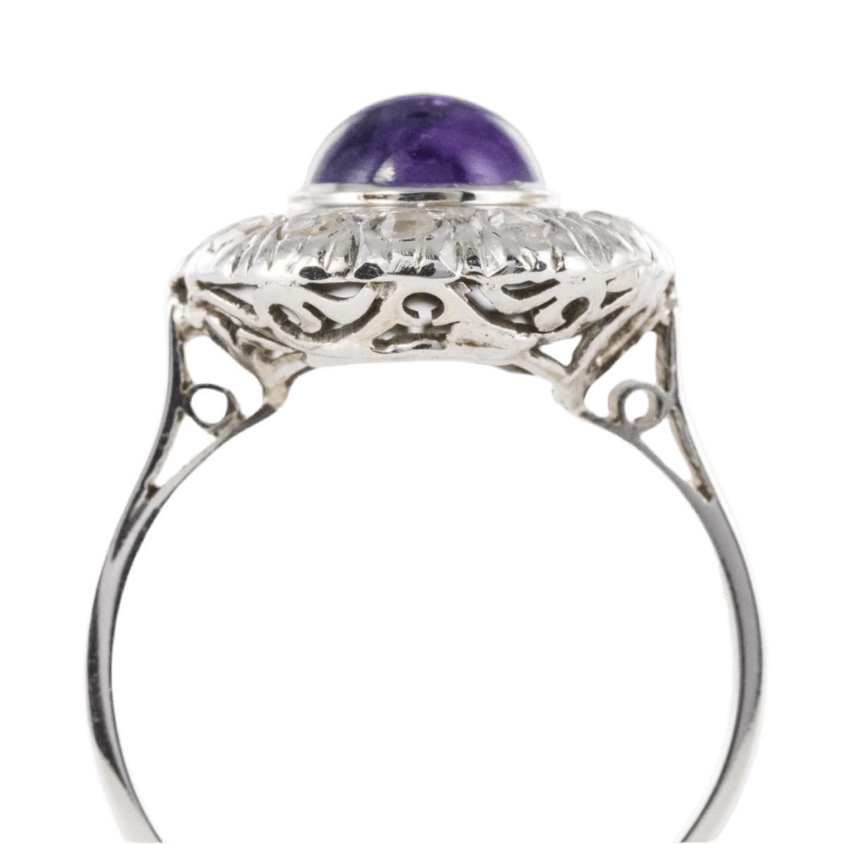 Bague Marguerite en or blanc, platine, améthyste et diamants - Castafiore