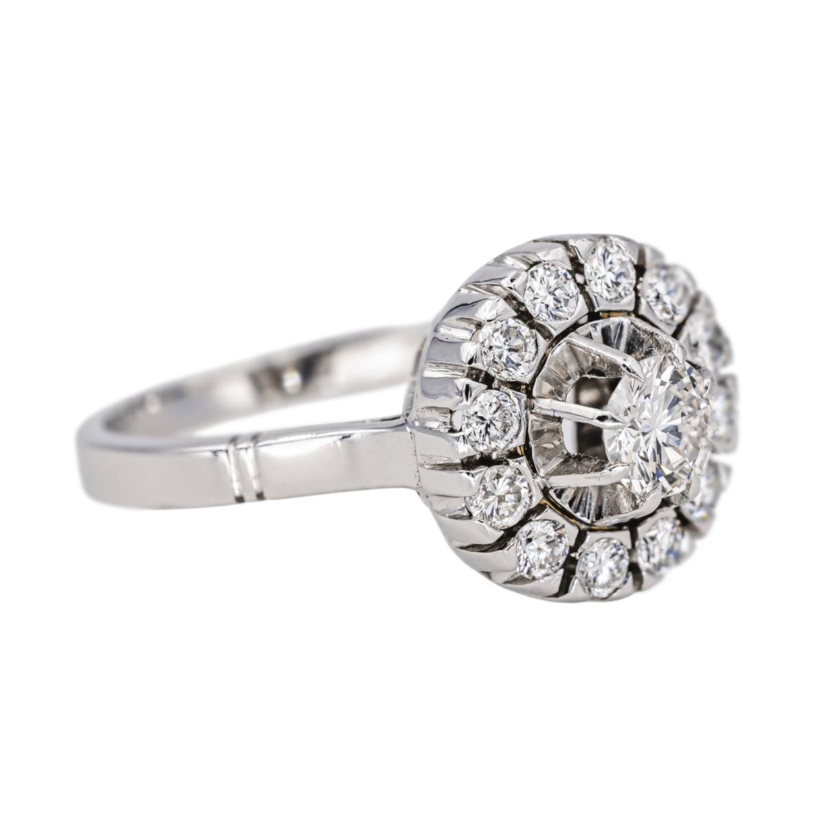 Bague Marguerite en or blanc, platine avec diamants - Castafiore
