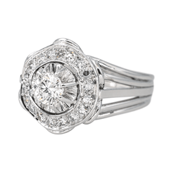 Bague Marguerite en or blanc, platine et diamants - Castafiore