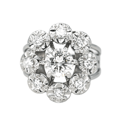 Bague Marguerite en or blanc, platine et diamants - Castafiore