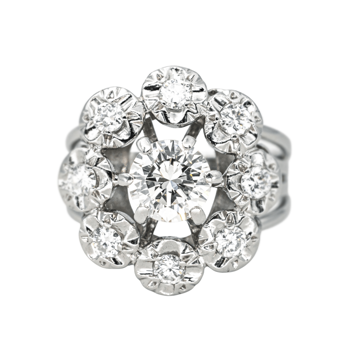 Bague Marguerite en or blanc, platine et diamants - Castafiore