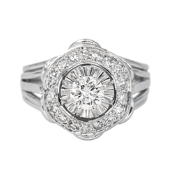 Bague Marguerite en or blanc, platine et diamants - Castafiore