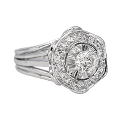Bague Marguerite en or blanc, platine et diamants - Castafiore