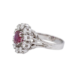 Bague Marguerite en or blanc, platine, rubis et diamants - Castafiore