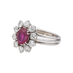 Bague Marguerite en or blanc, platine, rubis et diamants - Castafiore