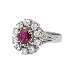 Bague Marguerite en or blanc, platine, rubis et diamants - Castafiore