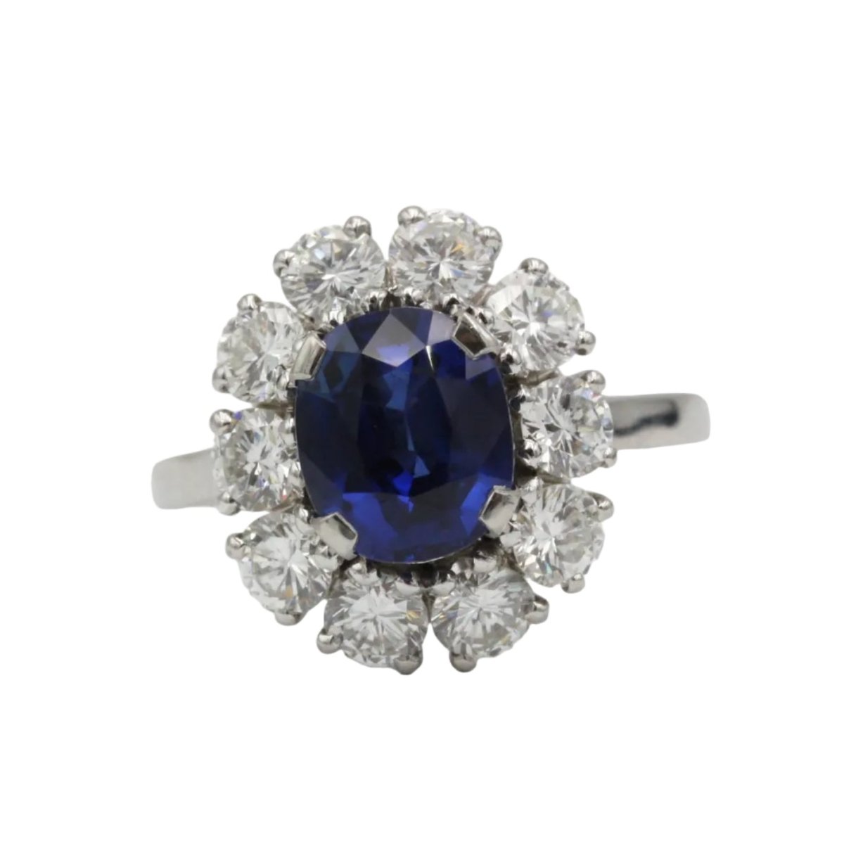 Bague Marguerite en or blanc, platine, saphir et diamants - Castafiore