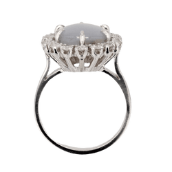 Bague Marguerite en or blanc, platine, saphir et diamants - Castafiore