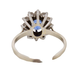 Bague Marguerite en or blanc, platine, saphir et diamants - Castafiore