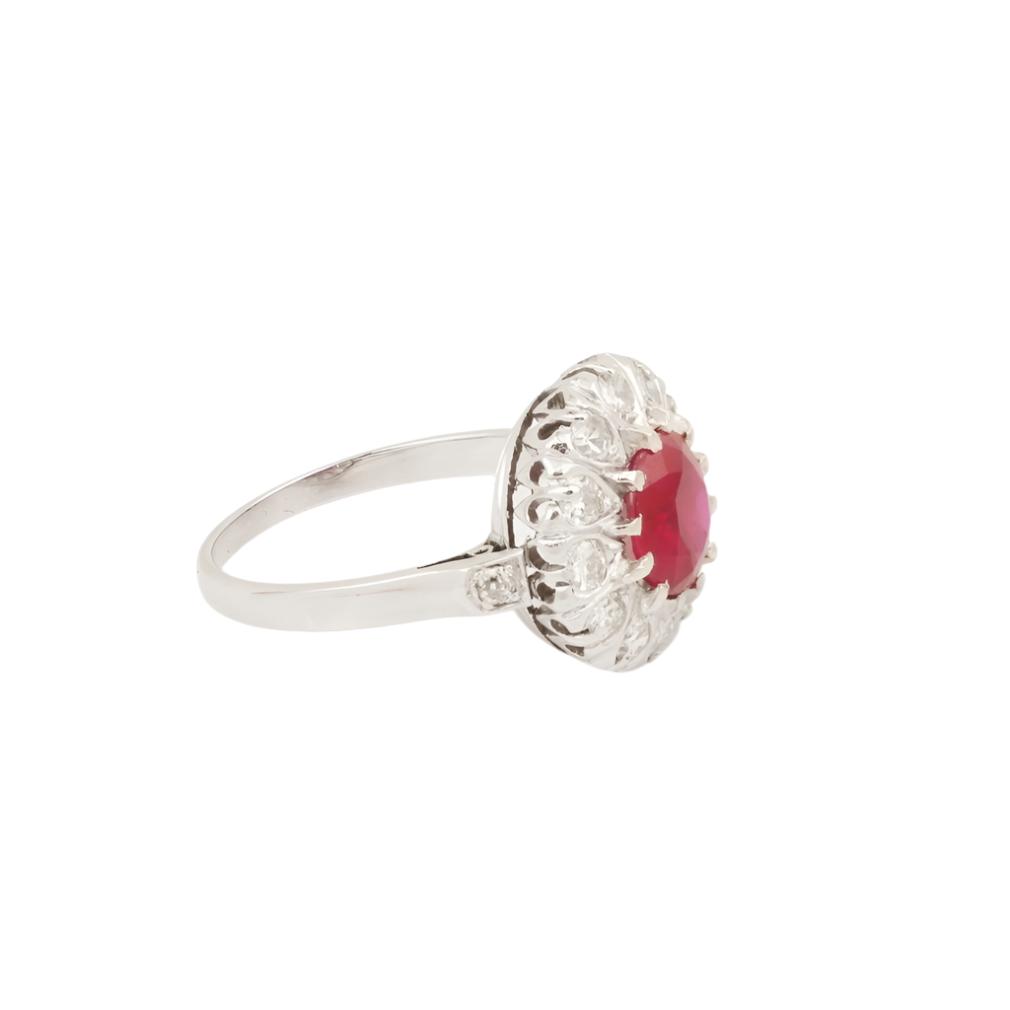 Bague Marguerite en or blanc, rubis et diamant - Castafiore