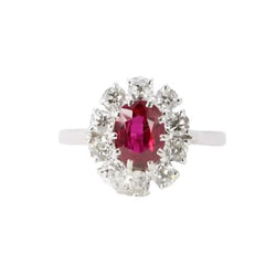 Bague Marguerite en or blanc, rubis et diamants - Castafiore