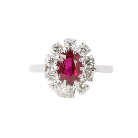 Bague Marguerite en or blanc, rubis et diamants - Castafiore