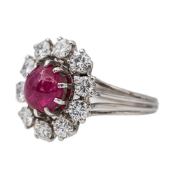 Bague Marguerite en or blanc, rubis et diamants - Castafiore