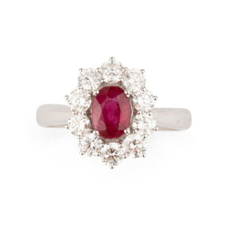 Bague Marguerite en or blanc, rubis et diamants - Castafiore