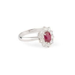 Bague Marguerite en or blanc, rubis et diamants - Castafiore