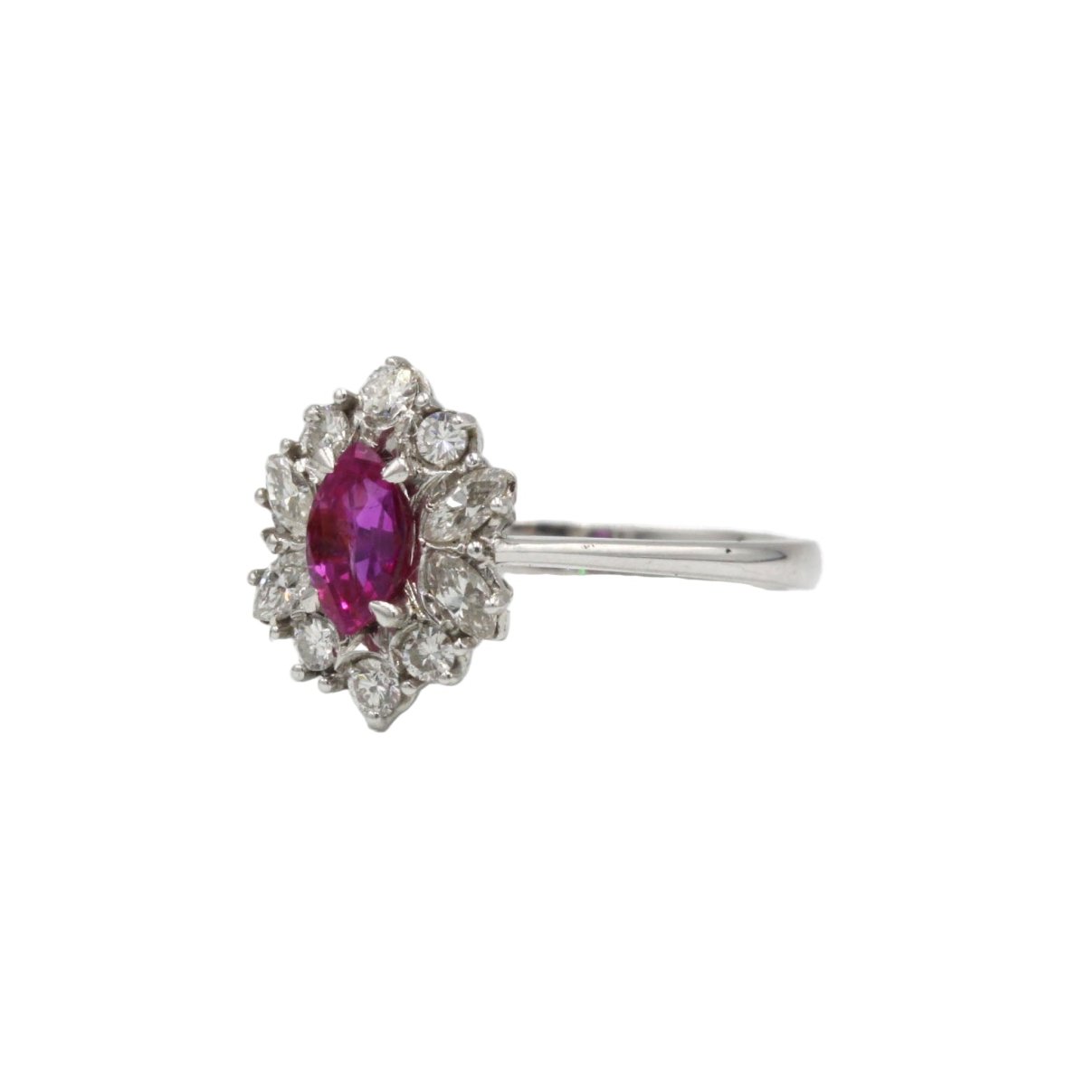 Bague Marguerite en or blanc, rubis et diamants - Castafiore