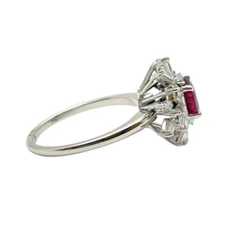 Bague Marguerite en or blanc, rubis et diamants - Castafiore