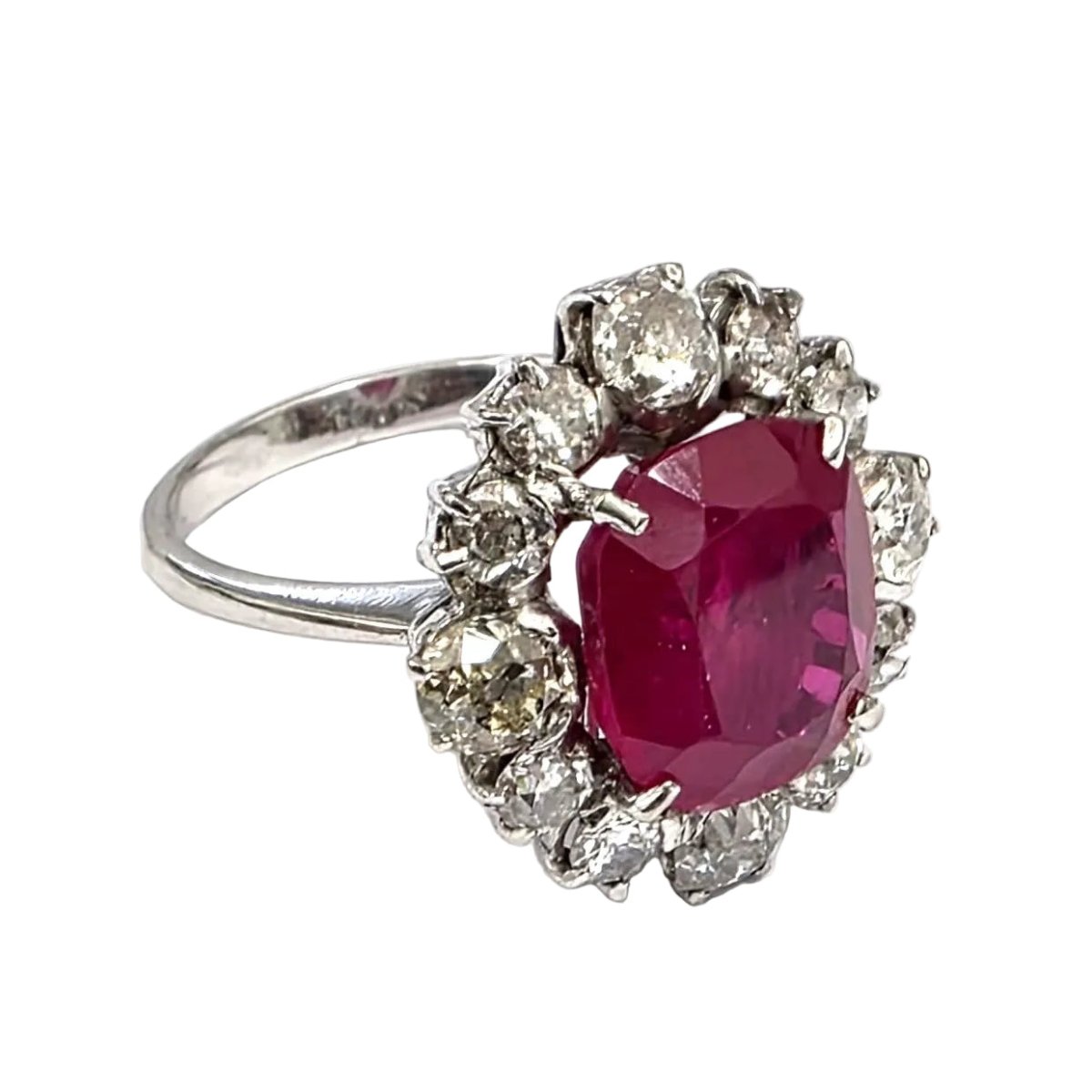 Bague Marguerite en or blanc, rubis et diamants - Castafiore