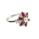 Bague Marguerite en or blanc, rubis et diamants - Castafiore